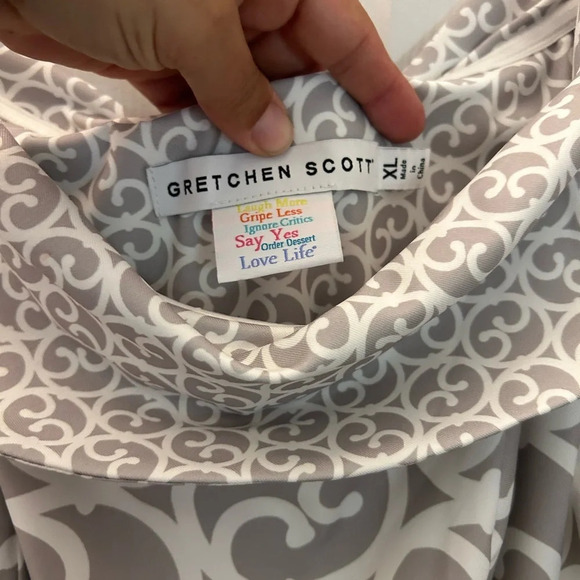 ! Gretchen Scott Grey Heavens Gate Print Off The Shoulder Dress XL - Picture 3 of 3